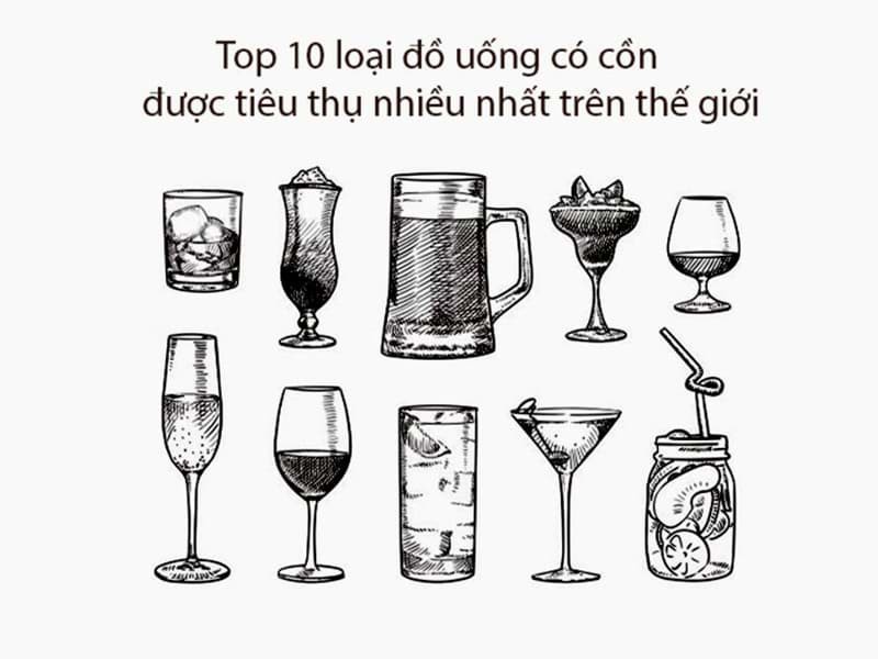 Top 10 loại đồ uống có cồn được tiêu thụ nhiều nhất trên toàn thế giới năm 2022
