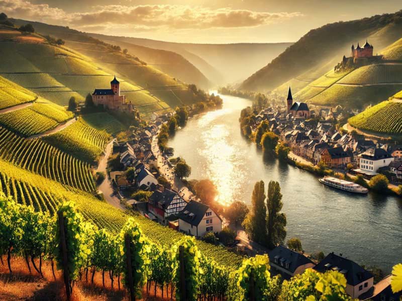 Thung lũng Mosel - vùng sản xuất rượu Riesling nổi tiếng của Đức