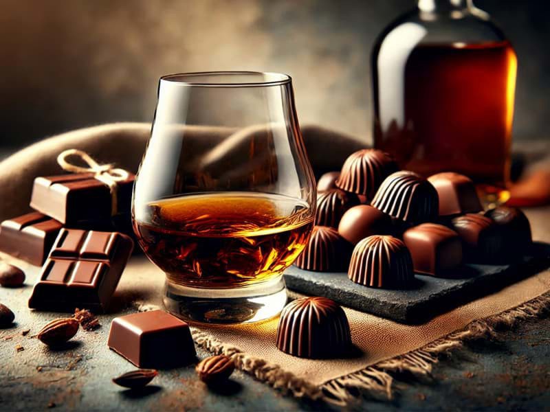 Sự kết hợp rượu whisky và chocolate