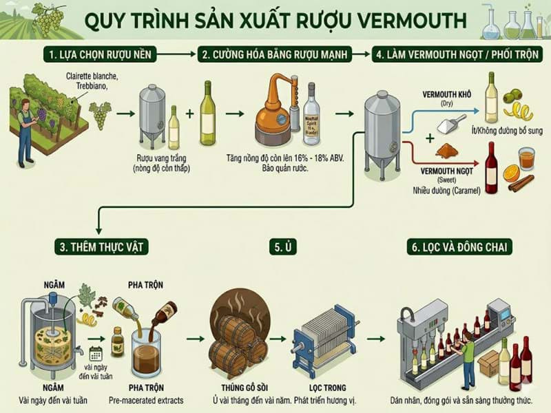 Rượu Vermouth được sản xuất như thế nào?