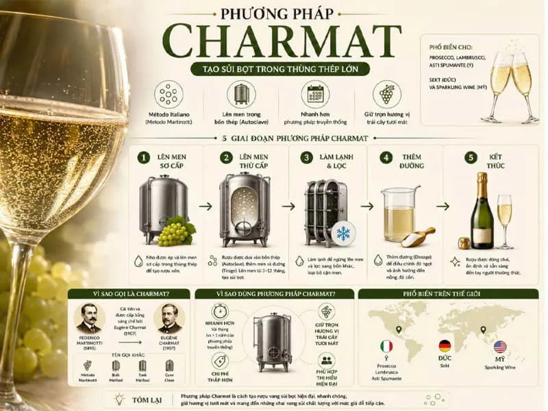 Tìm hiểu về phương pháp Charmat trong sản xuất rượu vang sủi