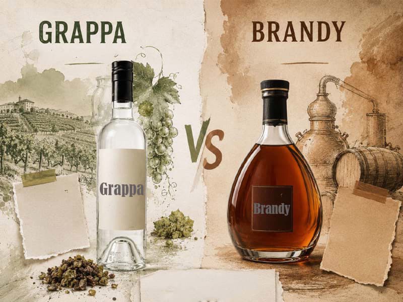 Sự khác nhau giữa rượu Grappa và Brandy