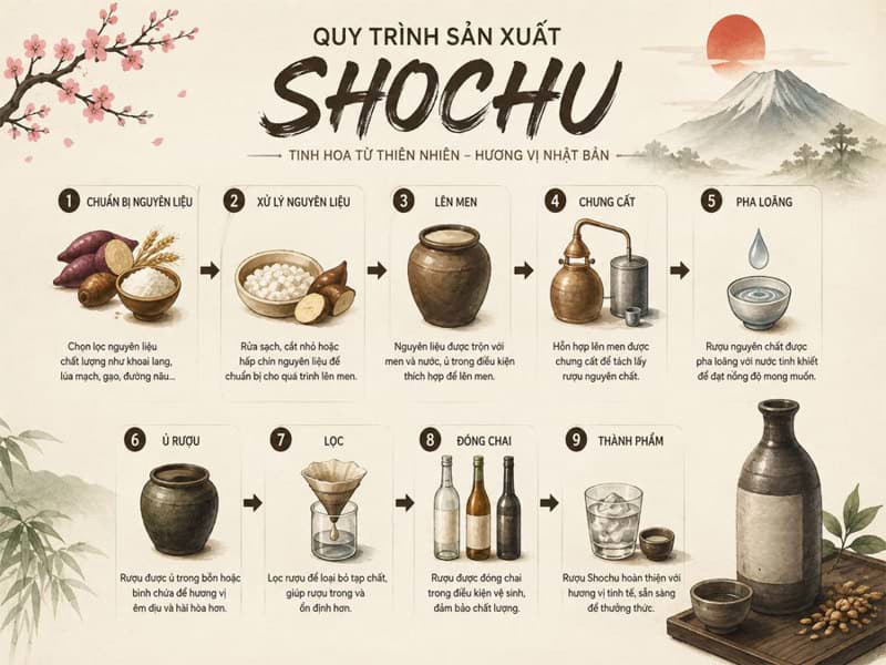 Quy trình sản xuất rượu Shochu