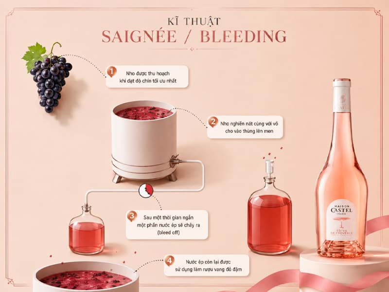Phương pháp Saignee/Bleeding trong sản xuất rượu vang hồng là gì?