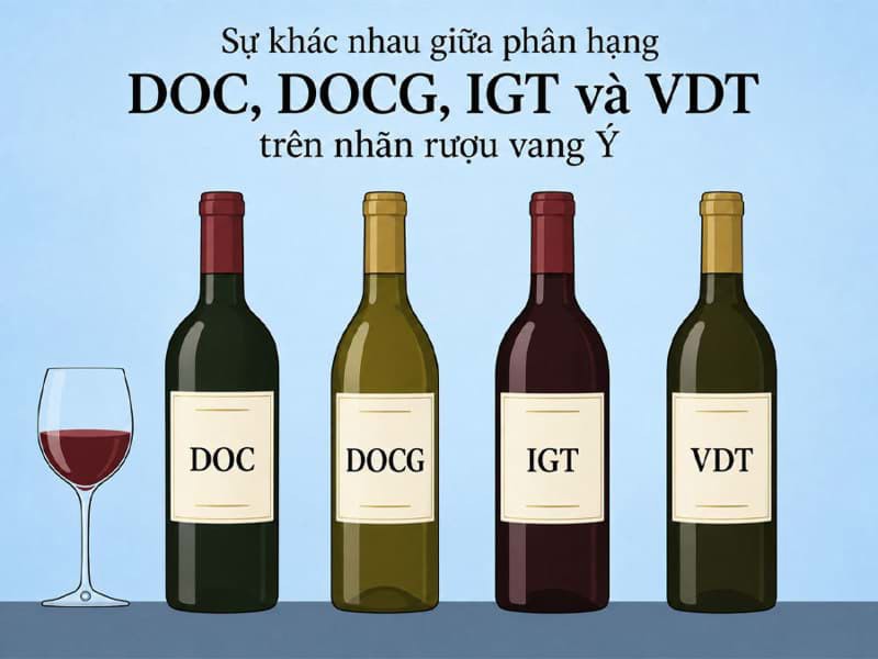 Sự khác nhau giữa phân hạng DOC, DOCG, IGT và VDT trên nhãn rượu vang Ý