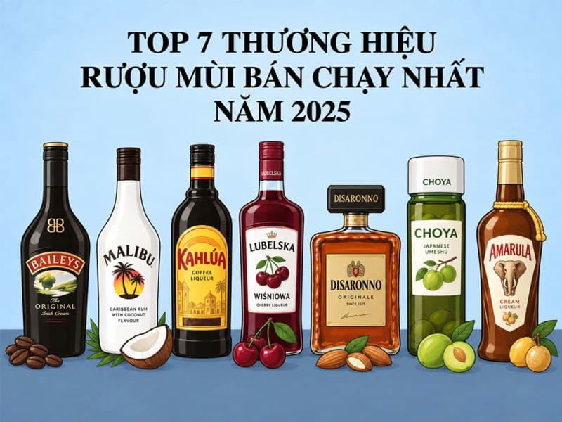 Top 7 thương hiệu rượu mùi bán chạy nhất năm 2025