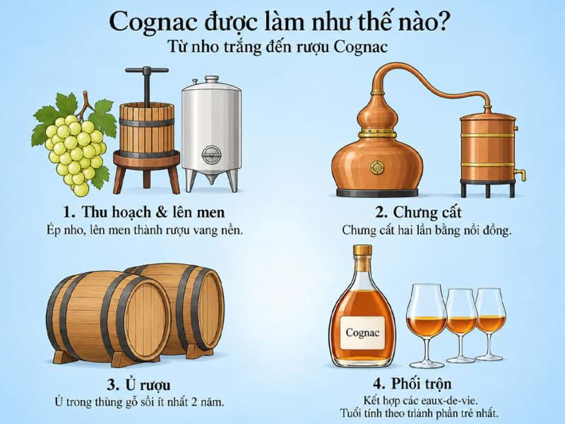 Quá trình sản xuất rượu Cognac