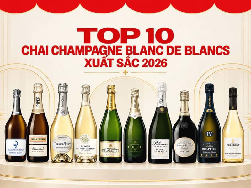 Top 10 chai Champagne Blanc de Blancs xuất sắc 2026
