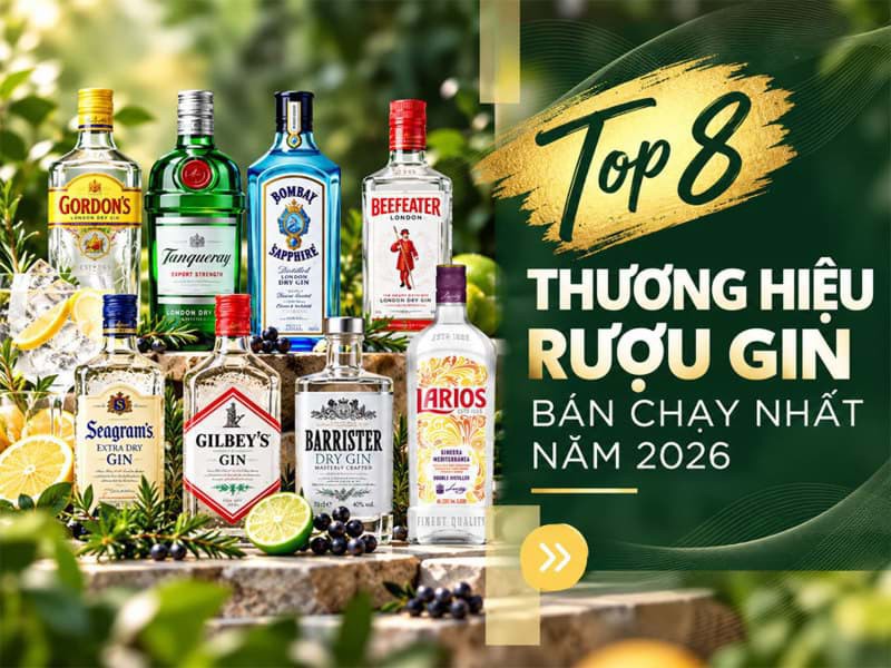 Top 8 thương hiệu rượu Gin bán chạy nhất năm 2025