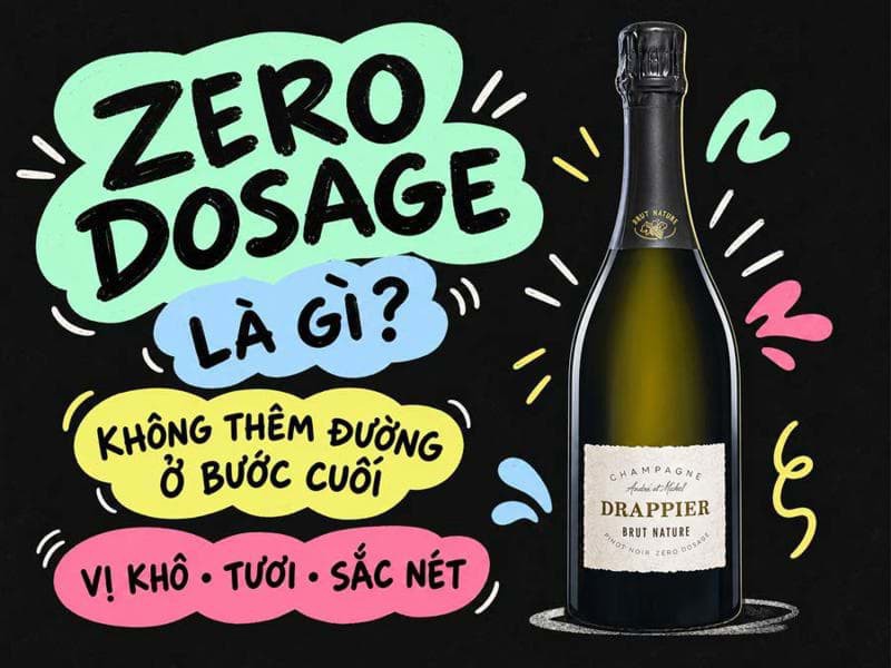 Thuật ngữ "zero dosage" trên nhãn chai vang là gì?