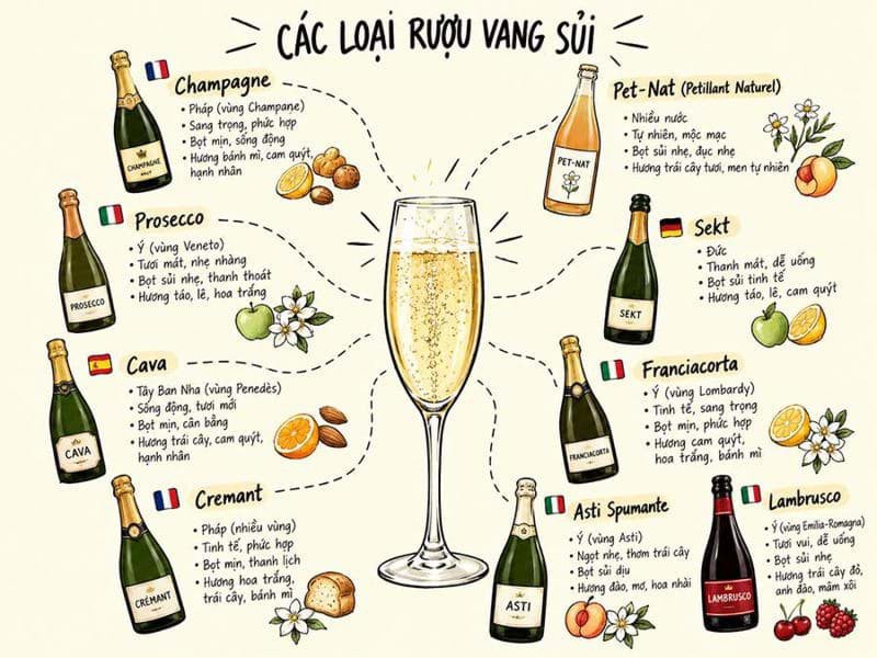 Các loại rượu vang sủi/sparkling