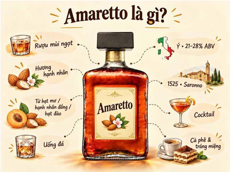 Tìm hiểu về dòng rượu mùi Amaretto