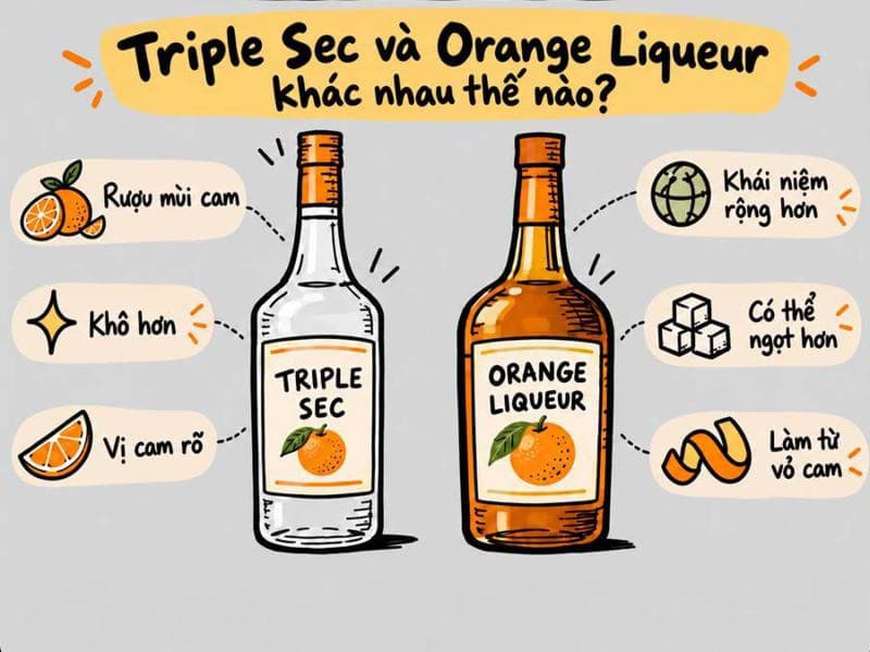 Sự khác nhau giữa Triple sec và Orange Liqueur là gì?