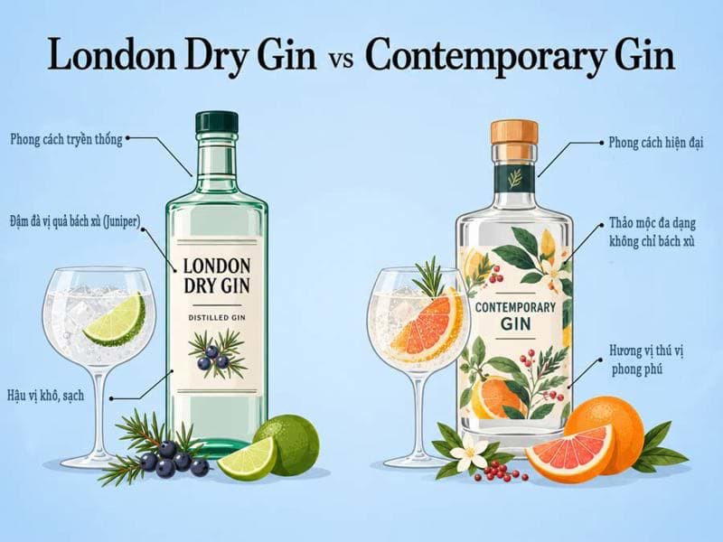 Sự khác nhau giữa London Dry và Contemporary Gin