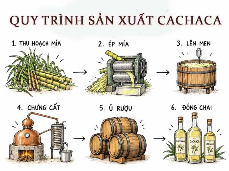 Quy trình sản xuất rượu Cachaca