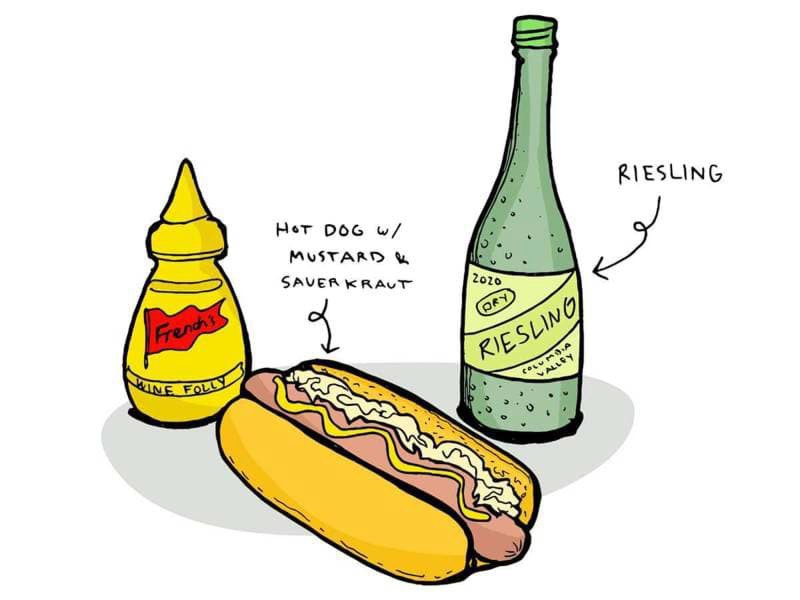 ruou vang va hot dog
